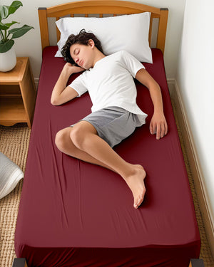 Ultra-fine Microfiber 1 Piece Crimson Dream Cot Fitted Sheet – Burgundy