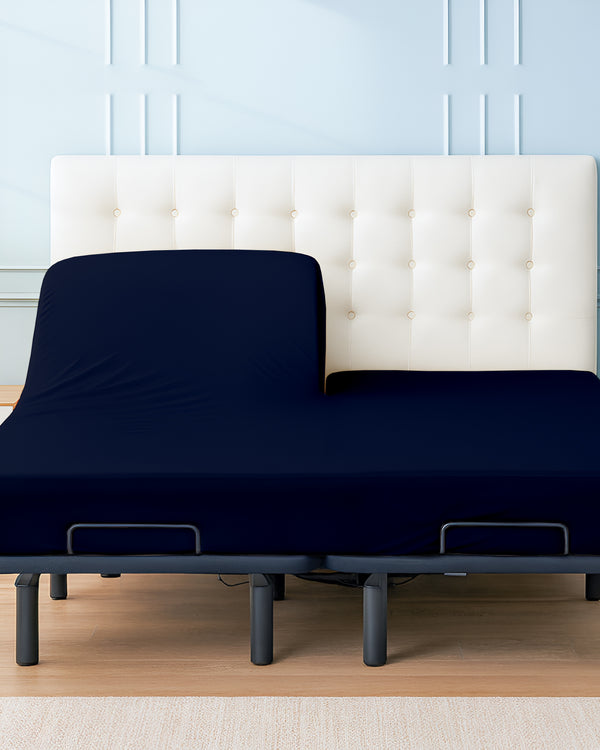 Premium 1 Piece Fitted Sheet with Top Split for Adjustable Beds - Navy Blue
