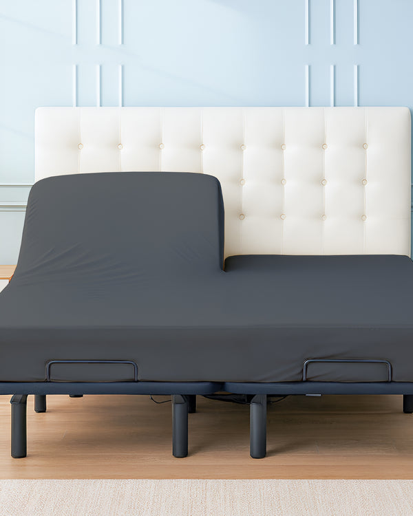 Premium 1 Piece Fitted Sheet with Top Split for Adjustable Beds - Dark Gray