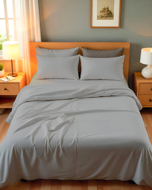 Royal Dreams, Extra Deep 4 Piece Cotton Sheet Set- Light Gray