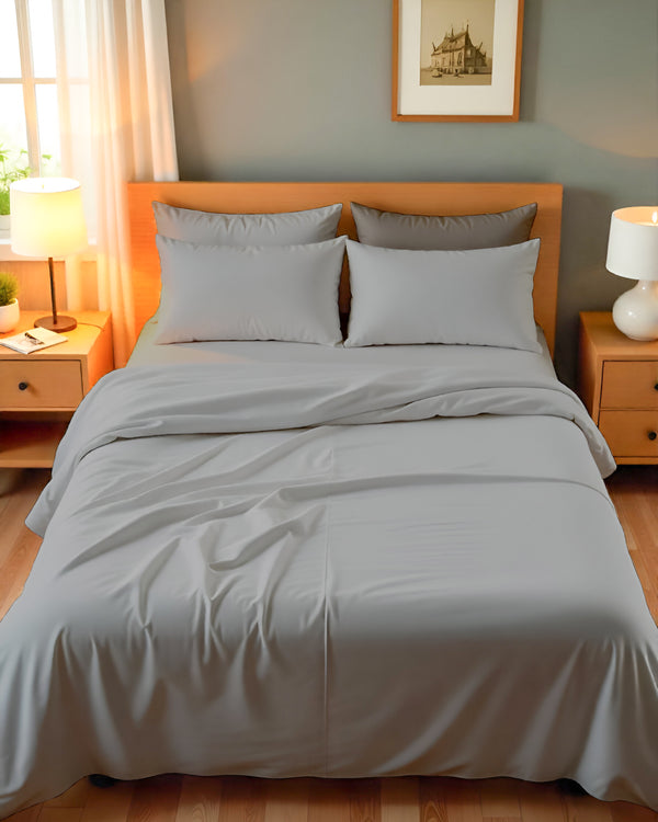 Royal Dreams, Extra Deep 4 Piece Cotton Sheet Set- Light Gray