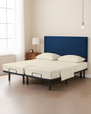 Snowy Giza Split Bed 5 Piece Sheet Set - Ivory