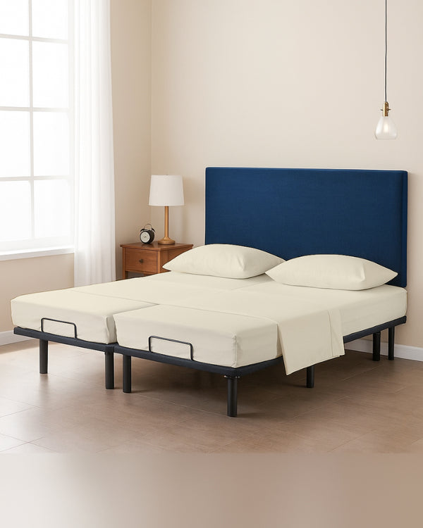 Snowy Giza Split Bed 5 Piece Sheet Set - Ivory