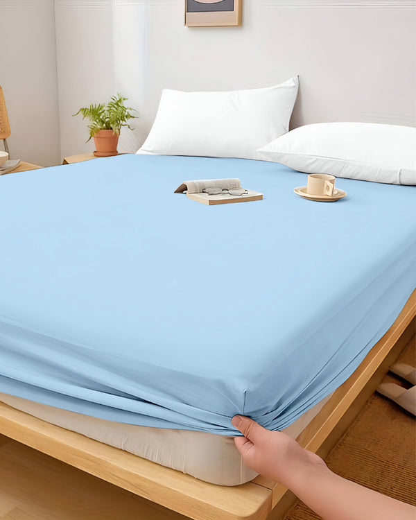 Cloud Soft Classic –  Single Fitted Sheet for Everyday Luxury - Light Blue