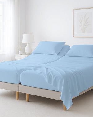 Softline Split Ultra-Soft 5-Piece Cotton Split Beds Sheet Set - Light Blue