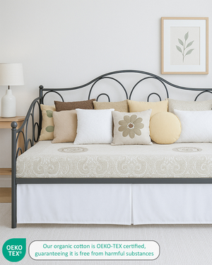Luxe Pleated Microfiber 1 Piece Daybed Skirt- White-Bed Skirts-Shreem Linen-Slumber Sphere