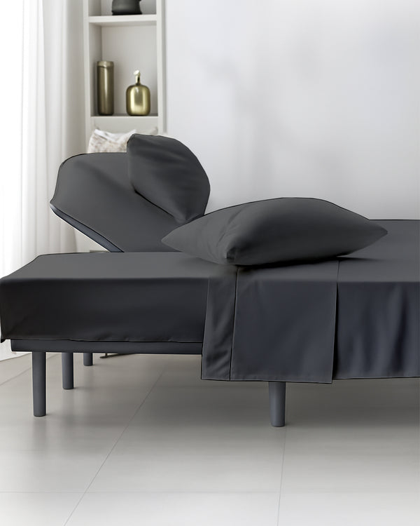 SplitLuxe Giza 4-Piece Split Head Sheet Set – Charcoal Dark Grey