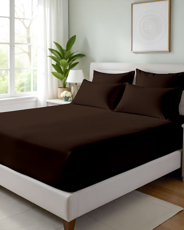 Giza Grace – Classic 1 Piece Fitted Sheet- Chocolate