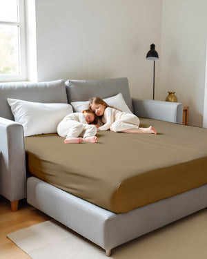 SmartSleep 1 Piece Deep Pocket Fitted Sheet for Convertible Sofa Beds - Taupe