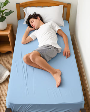 Ultra-fine Microfiber 1 Piece Sky Calm Cot Fitted Sheet – Light Blue