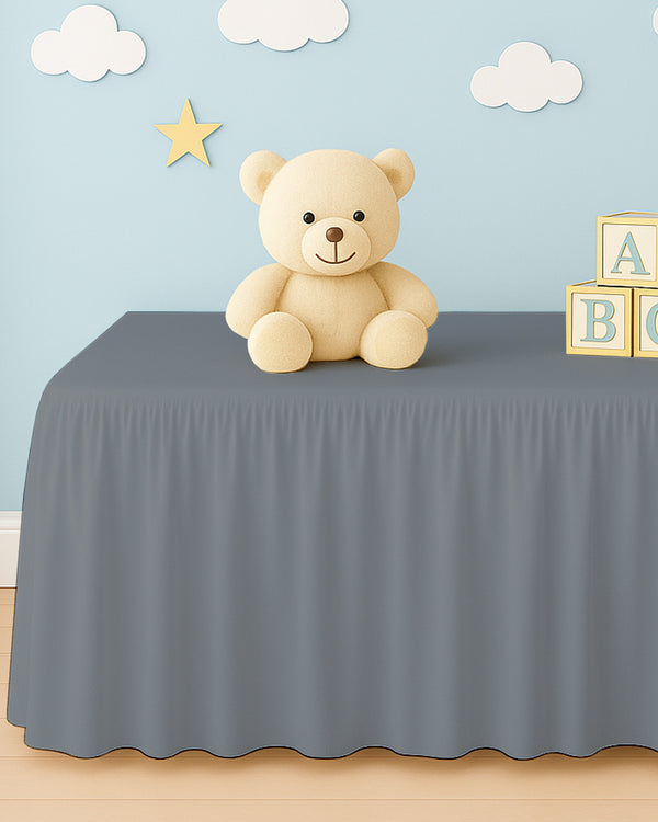 Microfiber Ruffled Crib Bed Skirt with Split Corners- Dark Gray-baby bedding-Shreem Linen-Slumber Sphere