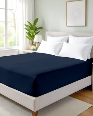 Giza Grace – Classic 1 Piece Fitted Sheet- Navy Blue