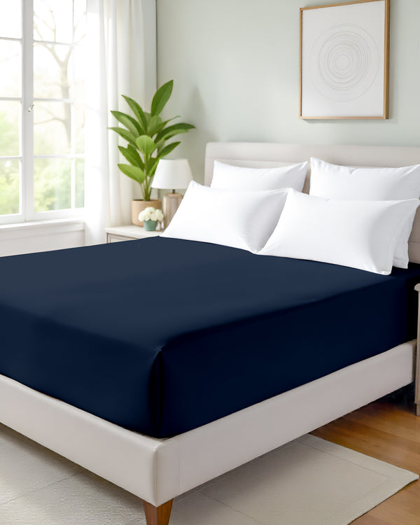 Giza Grace – Classic 1 Piece Fitted Sheet- Navy Blue