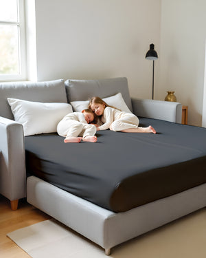 SmartSleep 1 Piece Deep Pocket Fitted Sheet for Convertible Sofa Beds - Dark Gray