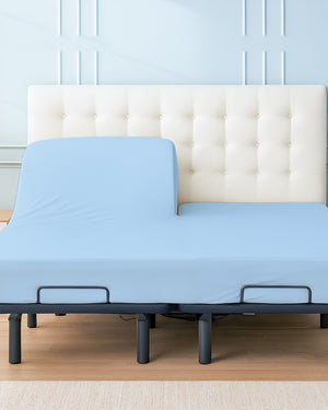 Premium 1 Piece Fitted Sheet with Top Split for Adjustable Beds - Light Blue