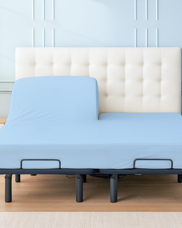 Premium 1 Piece Fitted Sheet with Top Split for Adjustable Beds - Light Blue