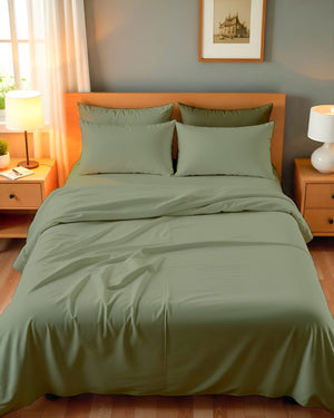 Royal Dreams, Extra Deep 4 Piece Cotton Sheet Set- Sage
