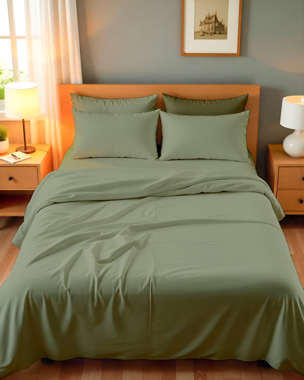 Royal Dreams, Extra Deep 4 Piece Cotton Sheet Set- Sage