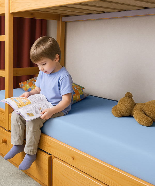 LuxeLayer Giza Cotton 4 Piece Cot Sheet Set - Light Blue