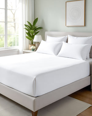 Giza Grace – Classic 1 Piece Fitted Sheet- White