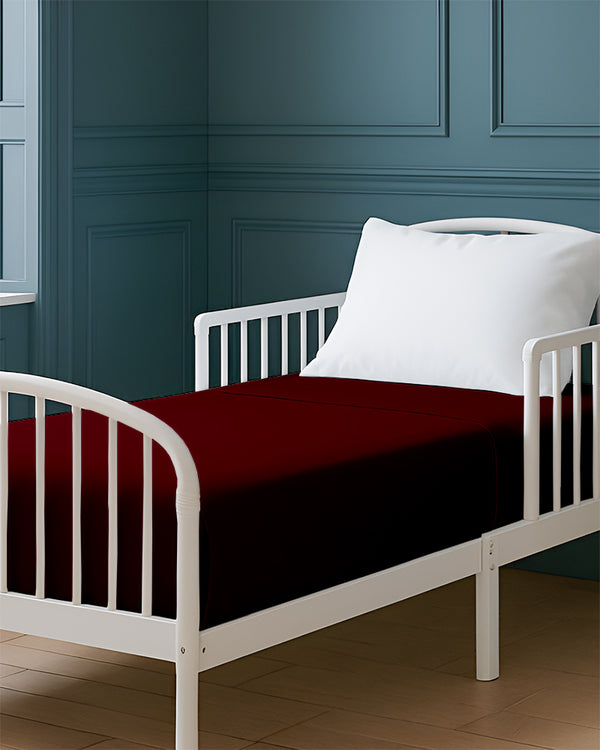 SoftHaven 1 Piece Cotton Cot Fitted Bed Sheet - Burgundy