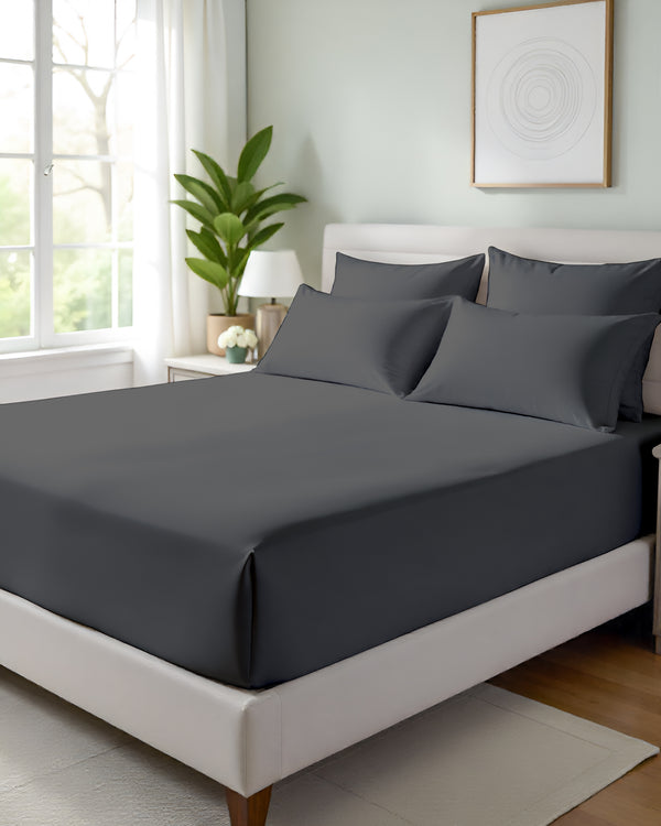 Giza Grace – Classic 1 Piece Fitted Sheet- Dark Gray