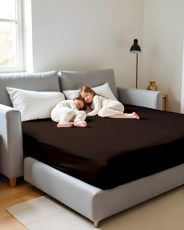 SmartSleep 1 Piece Deep Pocket Fitted Sheet for Convertible Sofa Beds - Chocolate