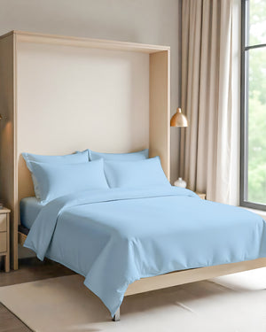 FoldEase Murphy Bed 4 Piece Sheet Set- Light Blue