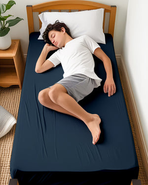 Ultra-fine Microfiber 1 Piece Midnight Luxe Cot Fitted Sheet – Navy Blue