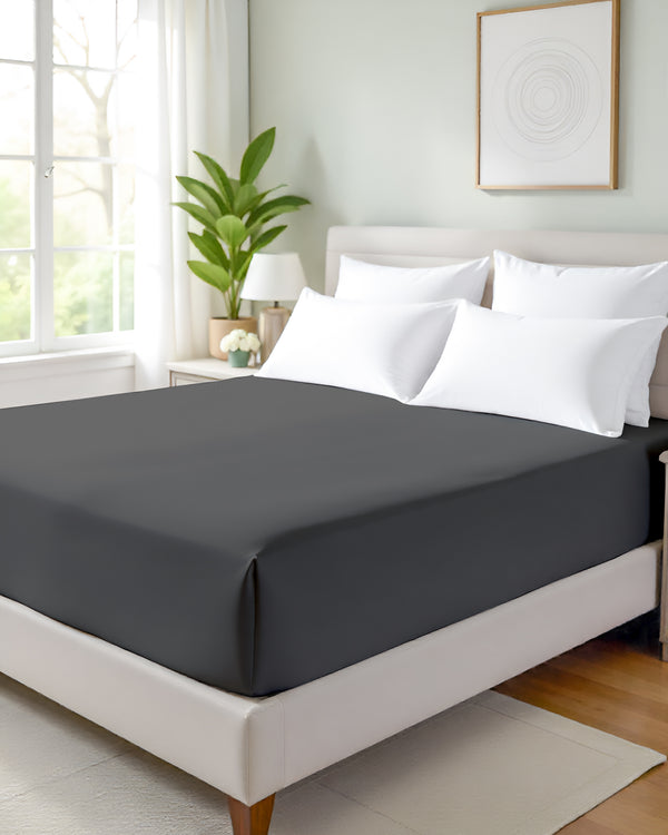 Giza Grace – Classic 1 Piece Fitted Sheet- Dark Gray