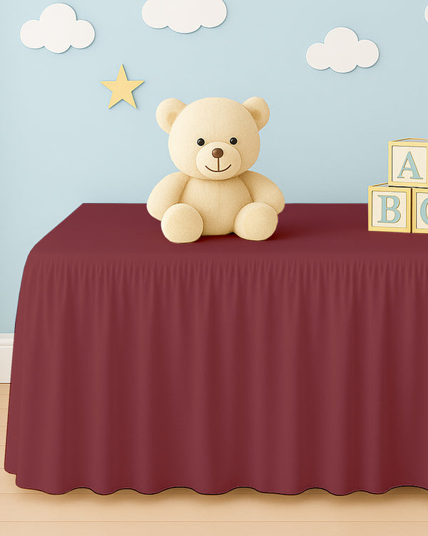 Microfiber Ruffled Crib Bed Skirt with Split Corners- Burgundy-baby bedding-Shreem Linen-Slumber Sphere