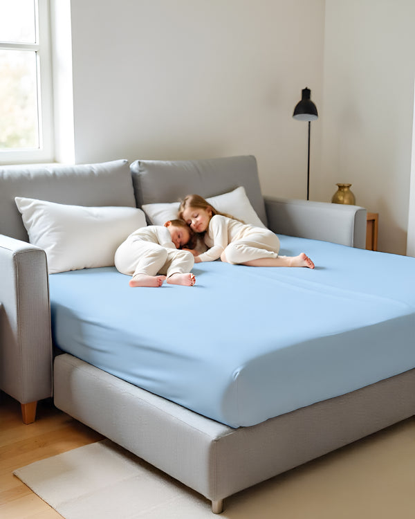 SmartSleep 1 Piece Deep Pocket Fitted Sheet for Convertible Sofa Beds - Light Blue