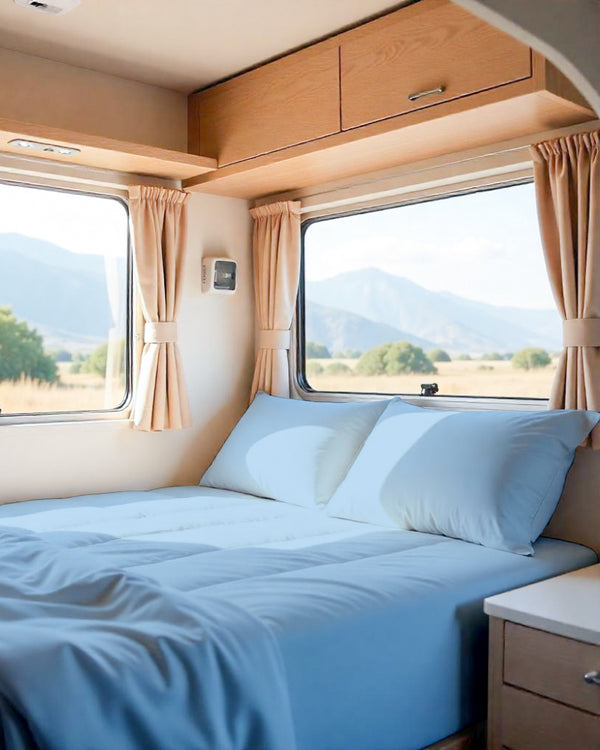 Modern Haven RV Sheet Set – Soft Microfiber, 4-Piece Luxury Collection - Light Blue
