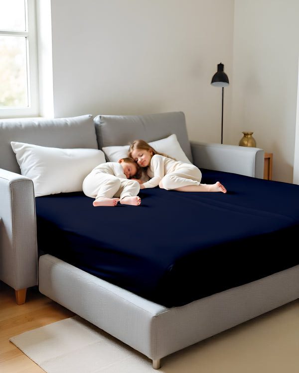 SmartSleep 1 Piece Deep Pocket Fitted Sheet for Convertible Sofa Beds - Navy Blue