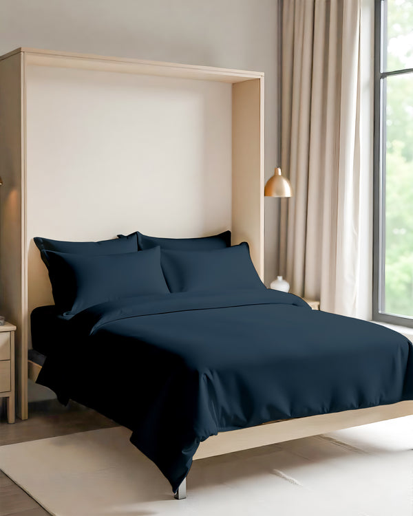 FoldEase Murphy Bed 4 Piece Sheet Set- Navy Blue