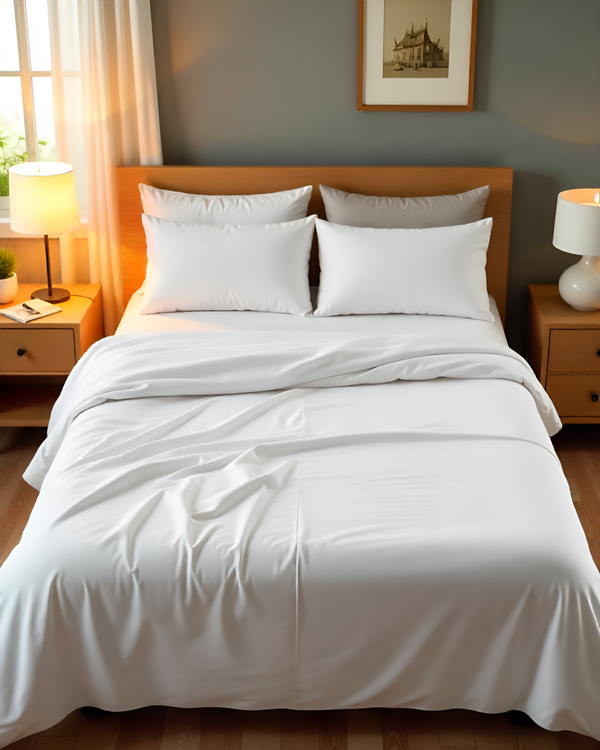 Royal Dreams, Extra Deep 4 Piece Cotton Sheet Set- White-Bed Sheets-Cottington Lane-Slumber Sphere