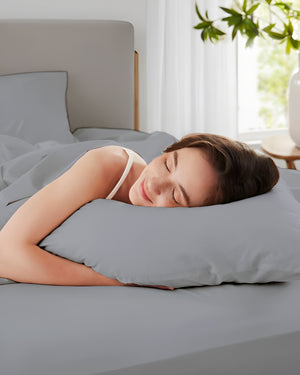 Classic Comfort Cotton Bedding 4 Piece Sheet Set- Light Gray