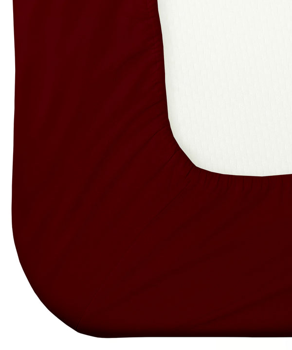 Seven Star 1 Piece Cotton Fitted Sheet- Burgundy