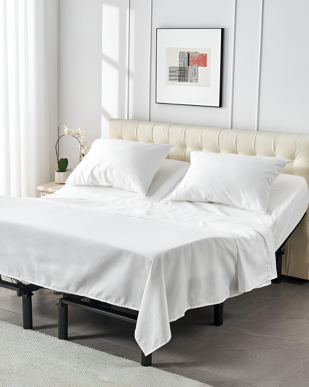 SplitLuxe Giza 4 Piece Split head Sheet Set - White-Custom Beds-MyGiza-Slumber Sphere