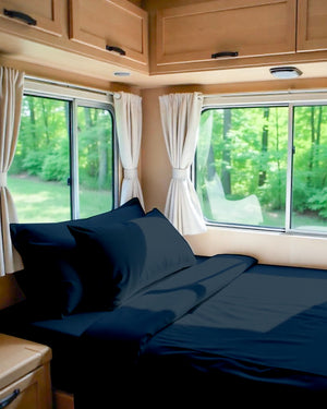 Modern Haven RV Sheet Set – Soft Microfiber, 4-Piece Luxury Collection - Navy Blue