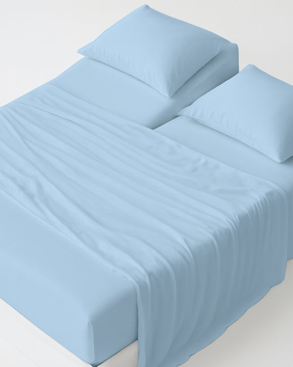 Softline Split Ultra-Soft 5-Piece Cotton Split Beds Sheet Set - Light Blue