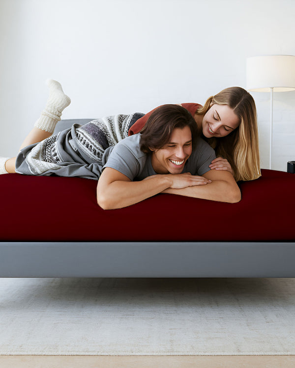 Oceanbreeze Premium Cotton 4 Piece Sheets Set for Waterbeds - Burgundy