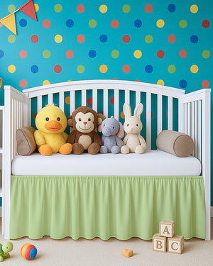 Microfiber Ruffled Crib Bed Skirt with Split Corners- Sage-baby bedding-Shreem Linen-Slumber Sphere