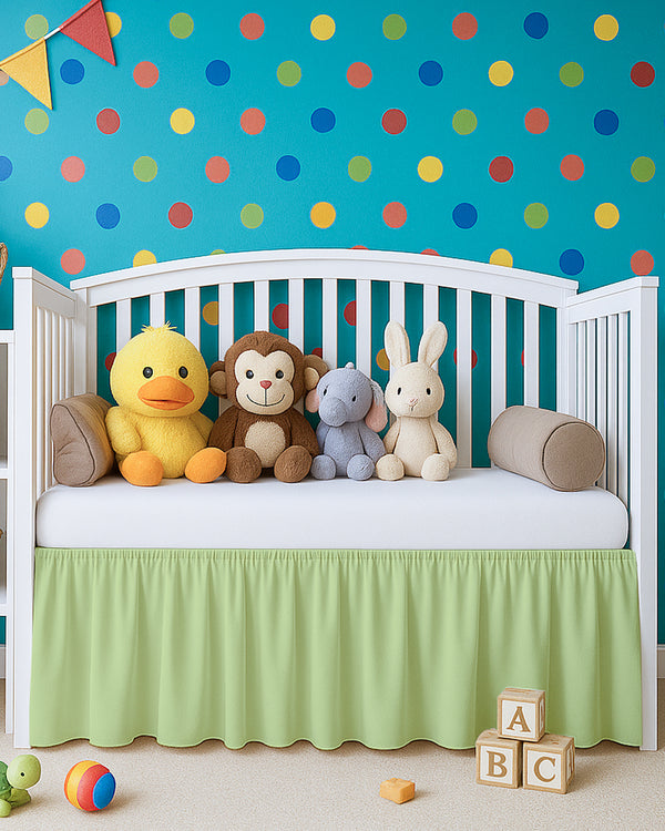 Microfiber Ruffled Crib Bed Skirt with Split Corners- Sage-baby bedding-Shreem Linen-Slumber Sphere