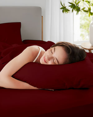 Classic Comfort Cotton Bedding 4 Piece Sheet Set- Burgundy