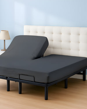 SleepSync Giza 1 Piece Split Head Fitted Sheet – Drift Dark Grey