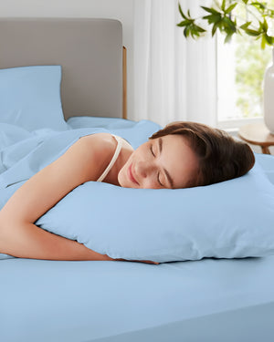 Classic Comfort Cotton Bedding 4 Piece Sheet Set- Light Blue