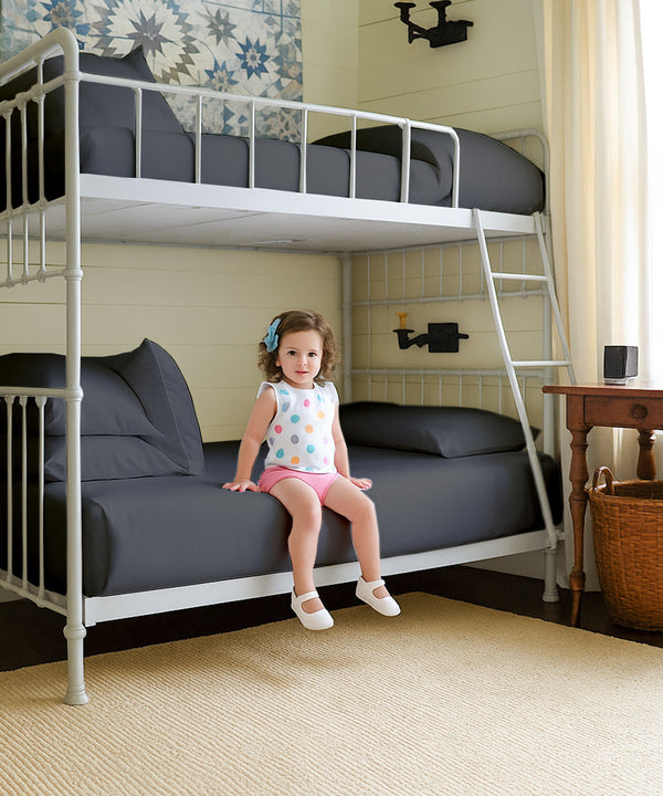 CloudLuxe – Sateen Finish Egyptian Cotton 4 Piece Cot Bedding Set - Dark Gray
