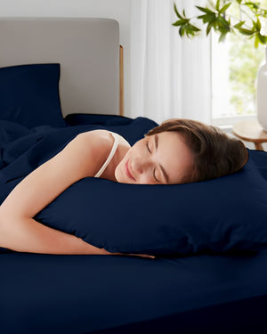 Classic Comfort Cotton Bedding 4 Piece Sheet Set- Navy Blue