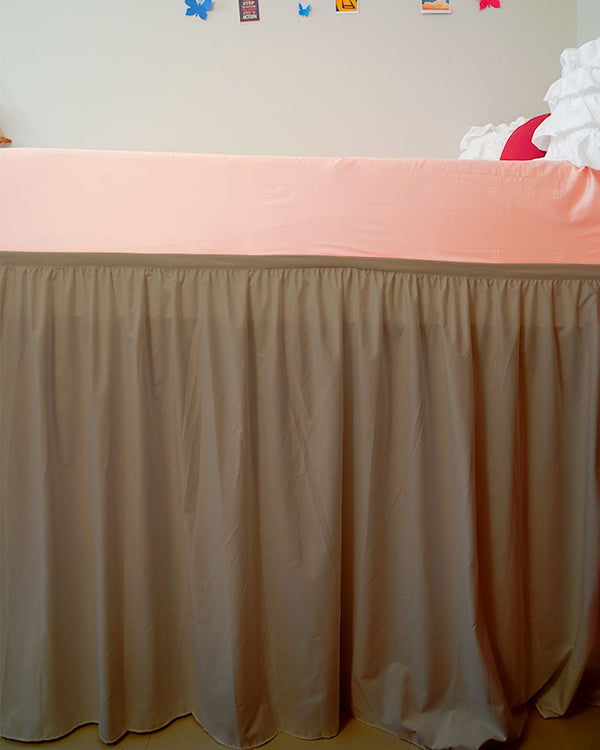 Flowyfrills– Microfiber Gathered Bed Skirt for Dorms - Taupe-Bed Skirts-Shreem Linen-Slumber Sphere
